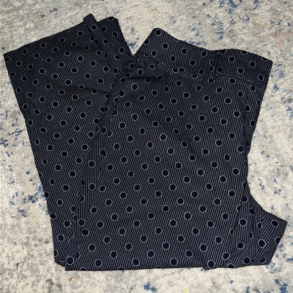 Ann Taylor cropped print pants Sz 14 cotton blend pin stripe polka dots - Picture 1 of 6